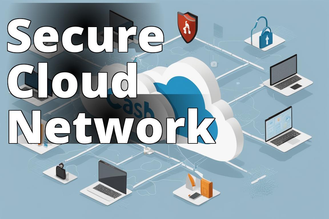 An image showing a visual representation of a secure cloud network infrastructure with various secur