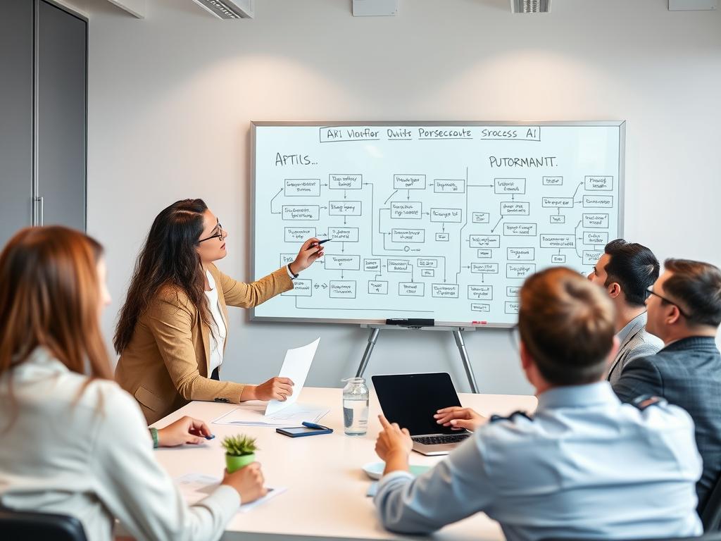 AI consultant mapping business processes with a client team AI consultant mapping business processes with a client team